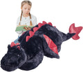 Giant 52in Big Black Dragon Plush Toy - Cuddly Jumbo Pterosaur