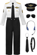 ReliBeauty Pilot Costume for Kids with Accessories - Airline Captain