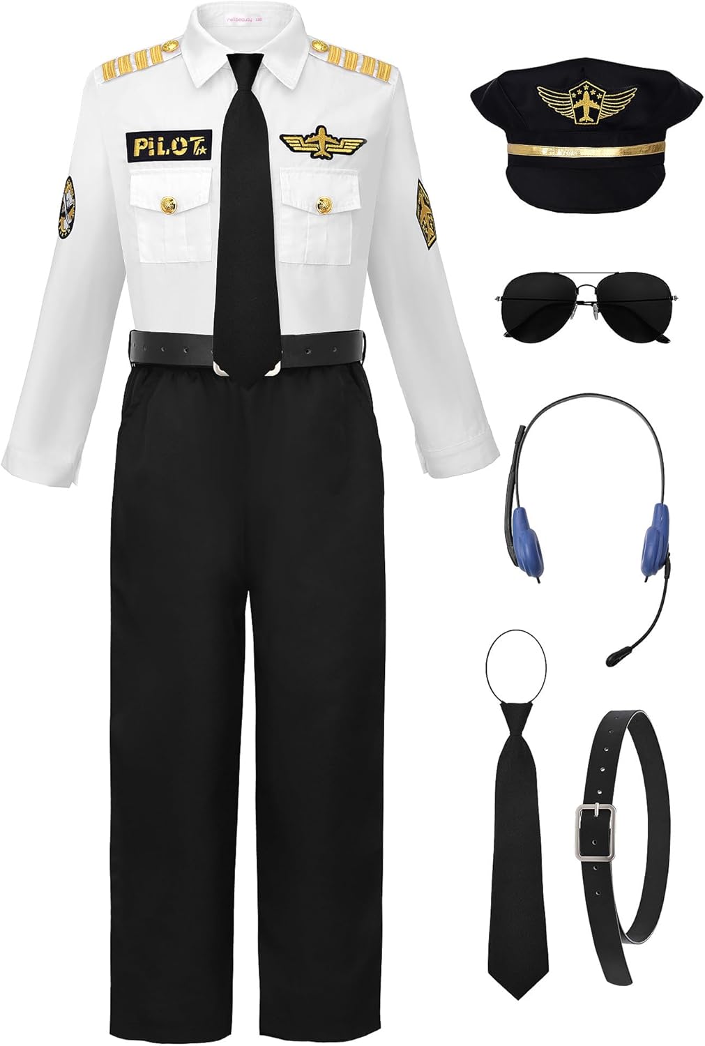 ReliBeauty Kids Pilot Costume with Accessories for Dress Up Fun
