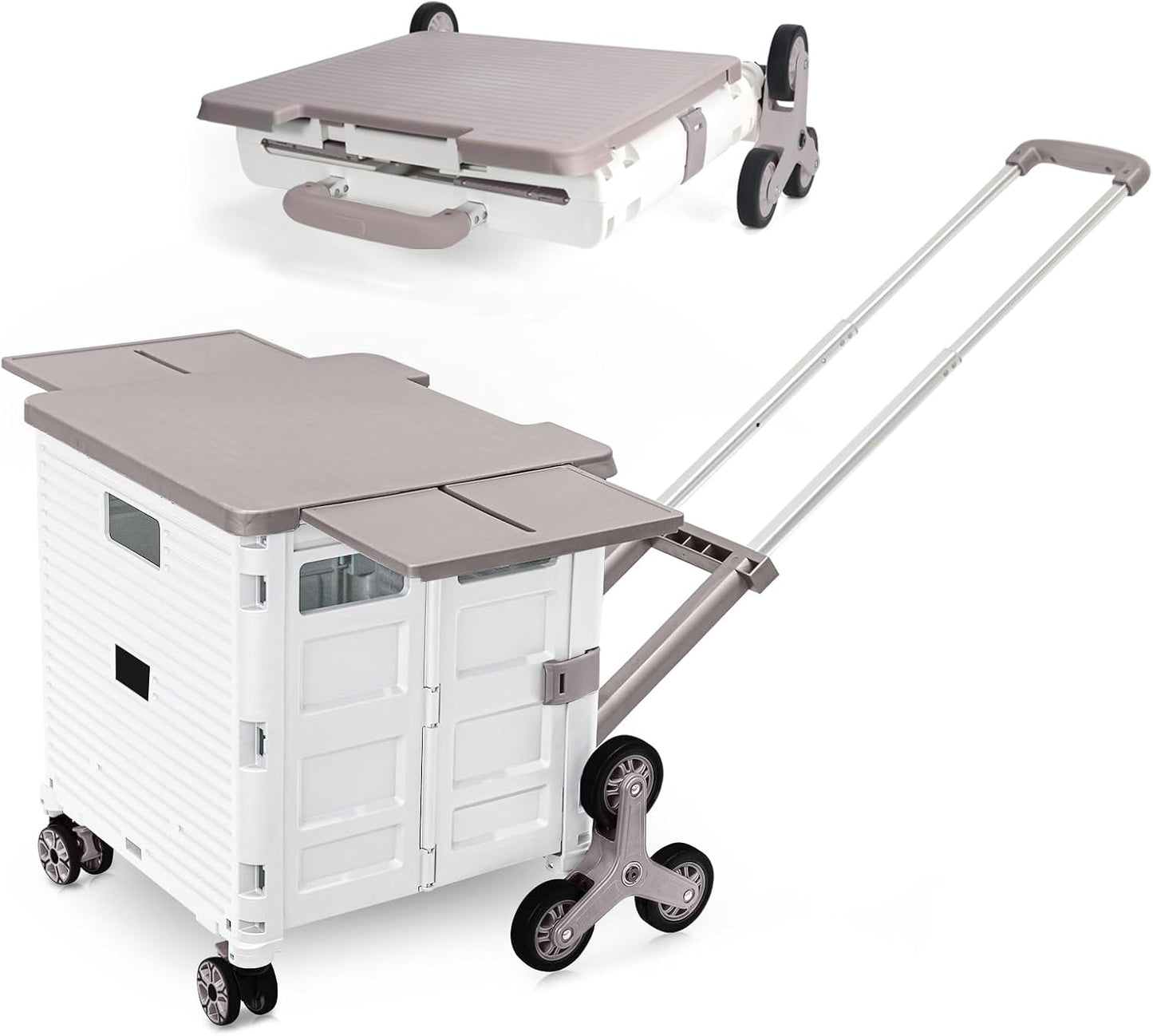 Foldable Utility Cart with Telescopic Handle for Easy Transport