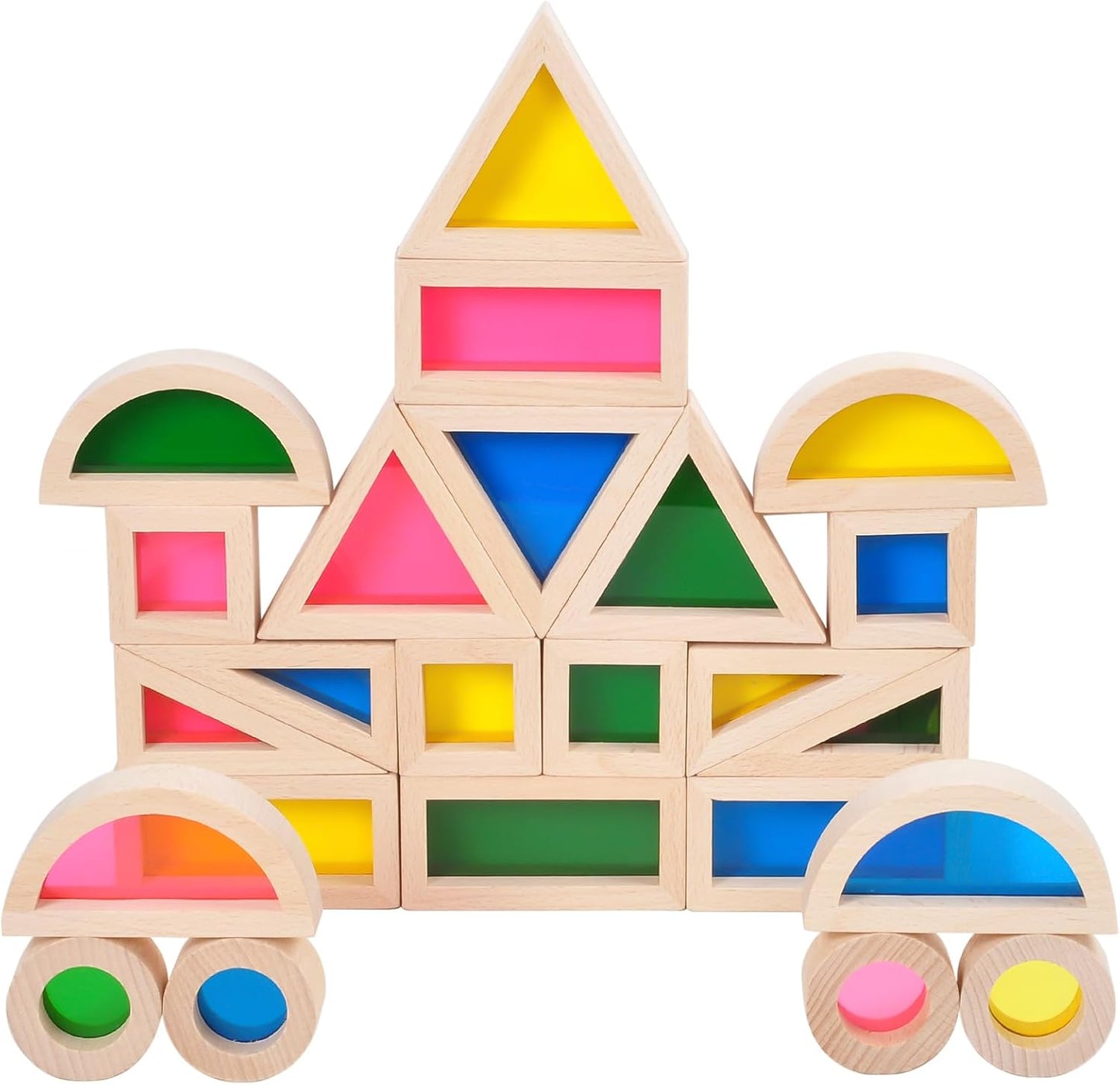 Wood Building Blocks Set 24pcs for Toddlers - Educational Fun