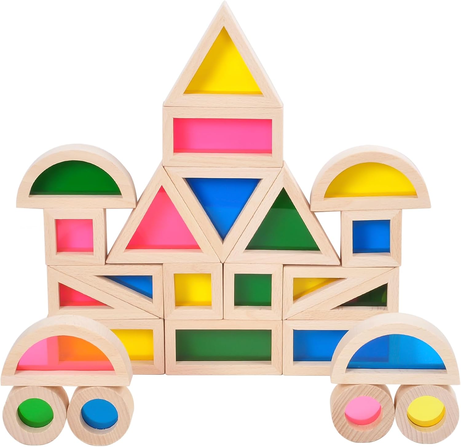 Wood Building Blocks Set 24pcs for Toddlers - Educational Fun