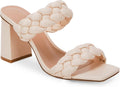 Braided Heels Sandals Chunky Block Heel Double Strap (Style C3R7)