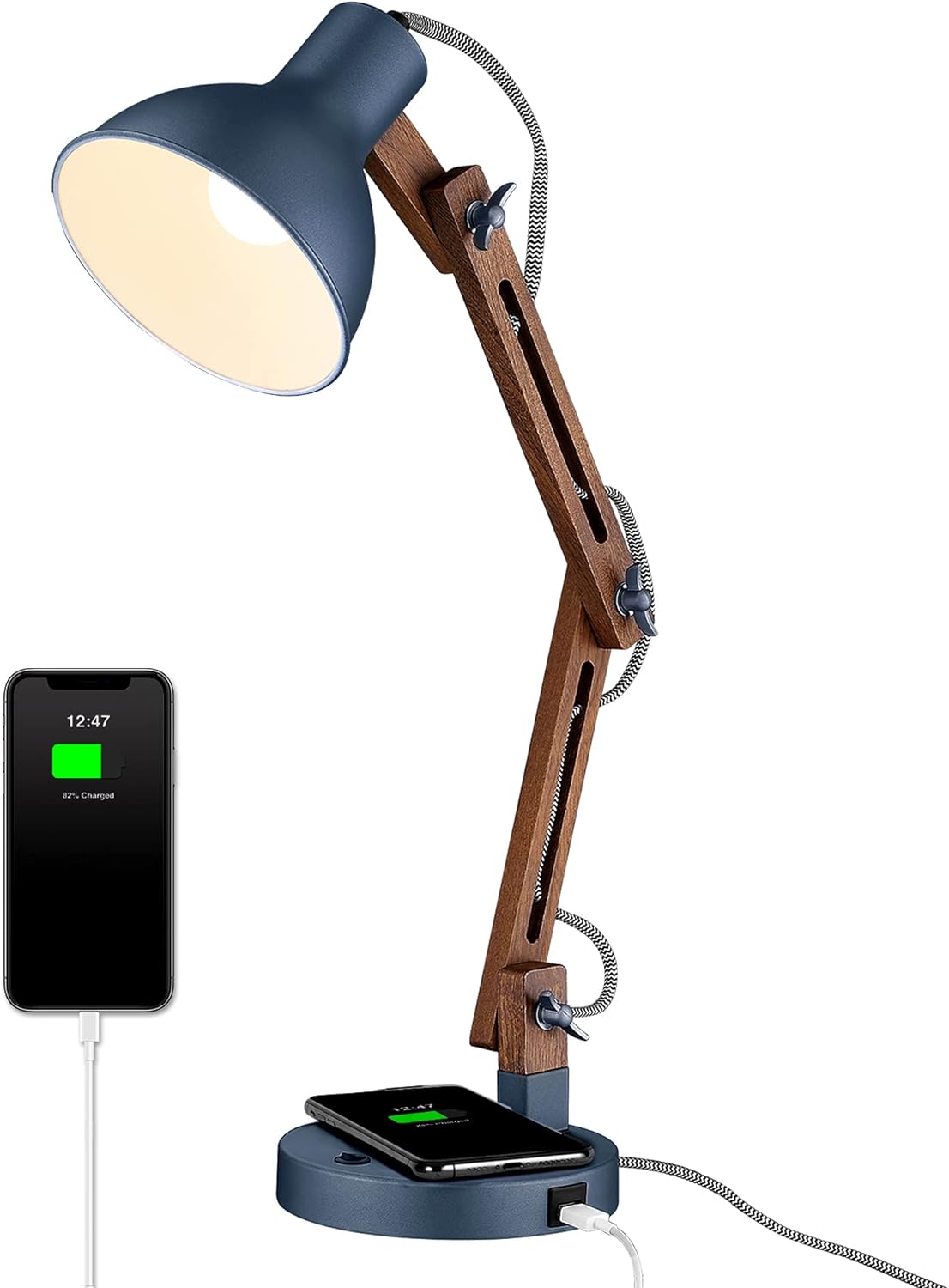 Swing Arm Desk Lamp with Wireless Charger