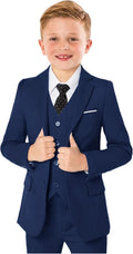 Boys Formal Suit 5 Piece Set Toddler Tuxedos for Wedding (Style D114)