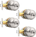 Privacy Door Knobs Brushed Nickel Finish 4 Pack - Keyless Interior
