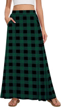 Womens Maxi A-line Long Skirt with Pockets - Elastic High Waist