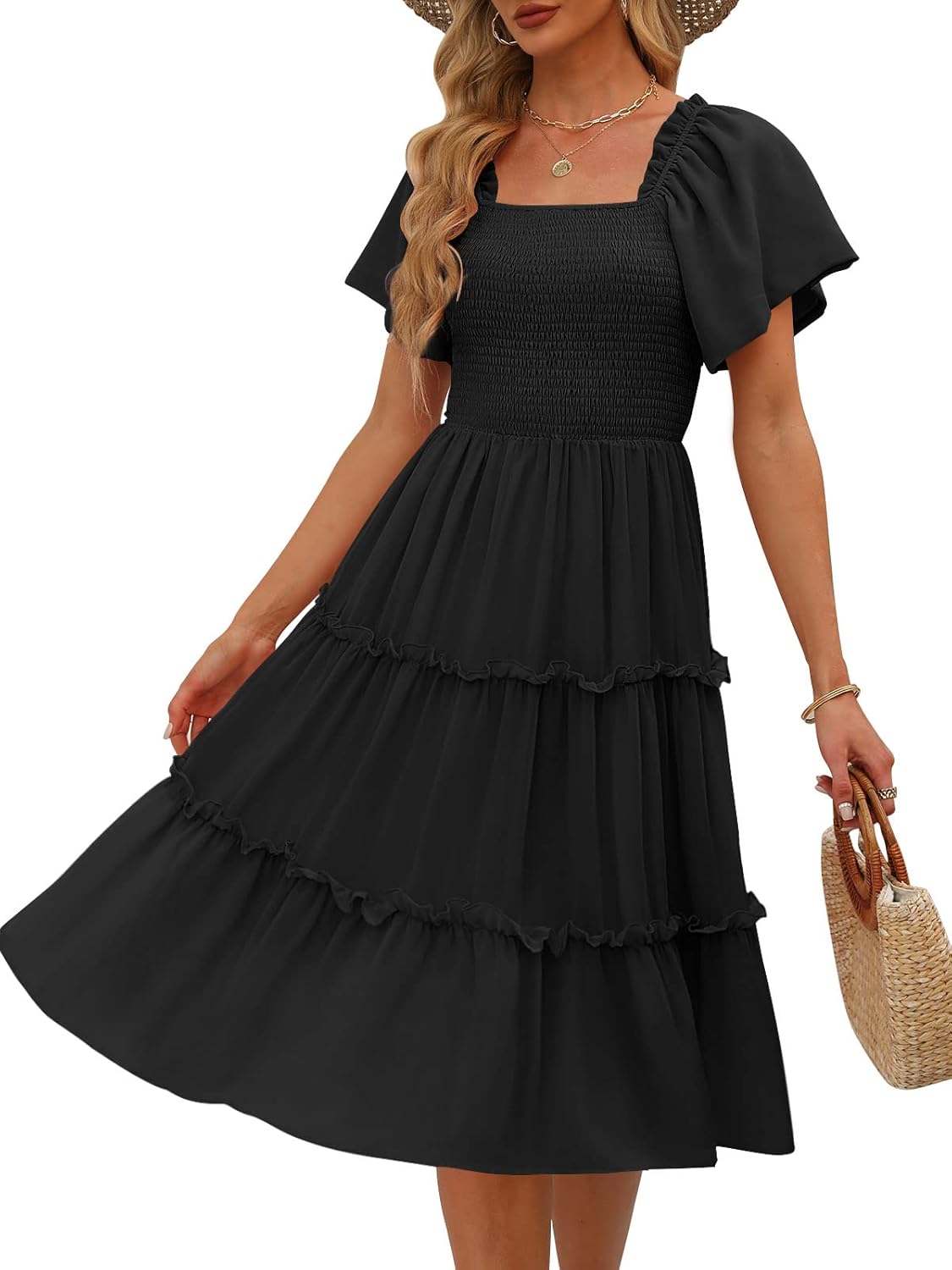 LILLUSORY Women's Summer Casual Flutter Sleeve Midi Dress Review
