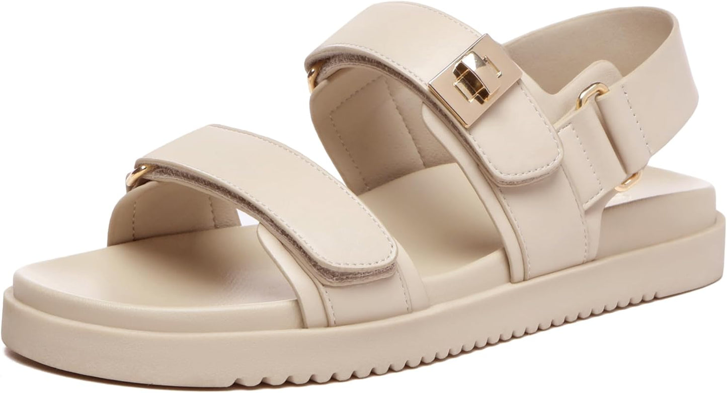Rihero Women's Flat Sandals: Comfort Adjustable Double Strap Style