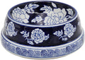 Vintage Blue Ceramic Dog Bowl - Heavy Chinoiserie Porcelain for Pets