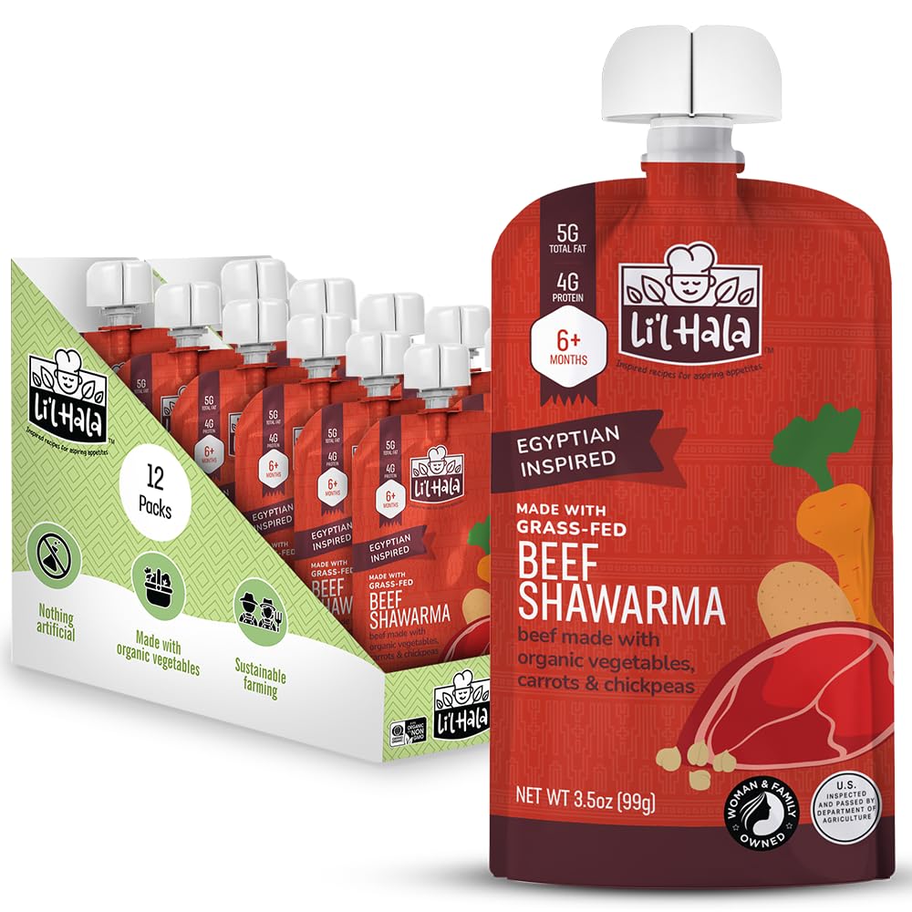 Lil Hala Baby Food Pouches with Grass-Fed Beef Shawarma