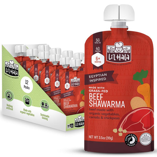 Lil Hala Baby Food Pouches with Grass-Fed Beef Shawarma