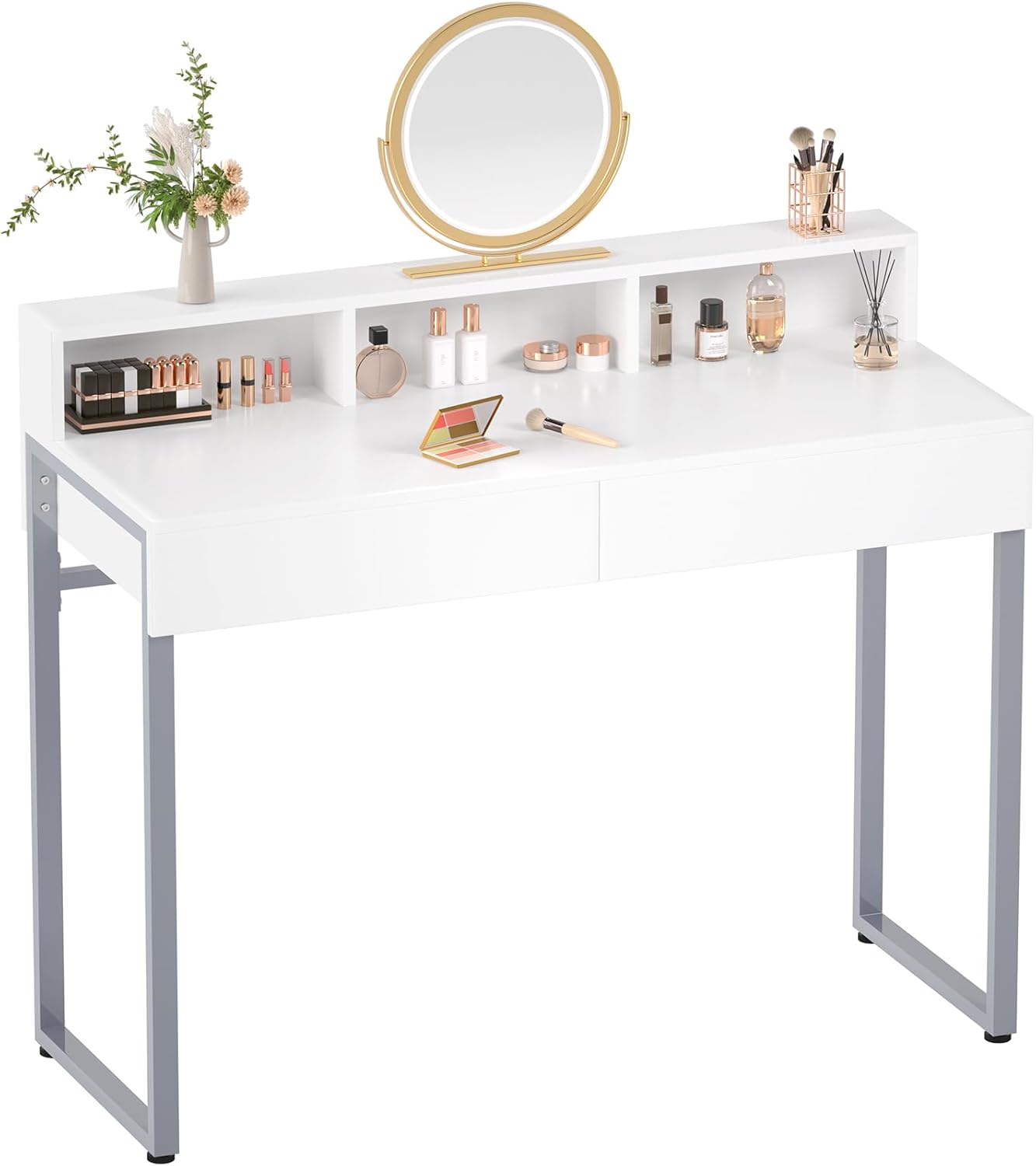 GreenForest Vanity Desk: 2 Drawers, 3 Storage, Modern Style!