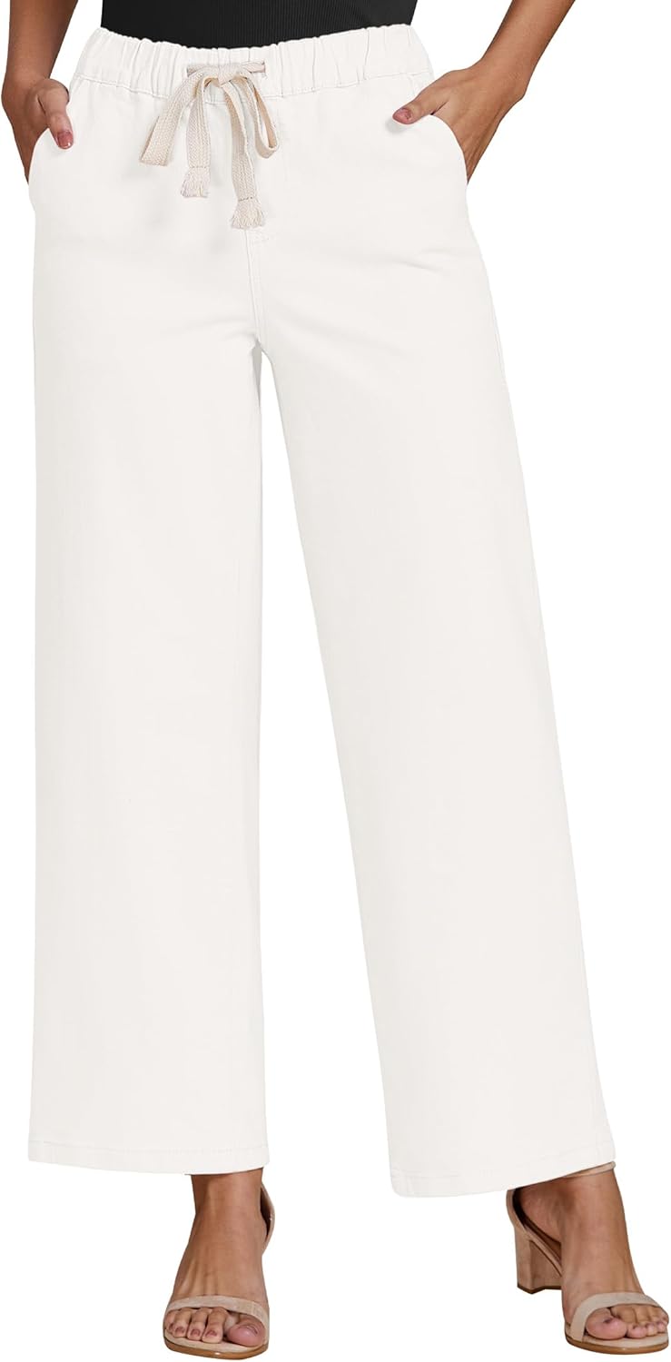 Wide Leg Jeans for Women High Waisted Stretchy Denim Pants