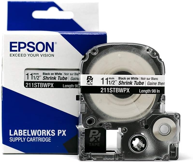 Epson LABELWORKS 211STBWPX Black on White Shrink Tube Tape