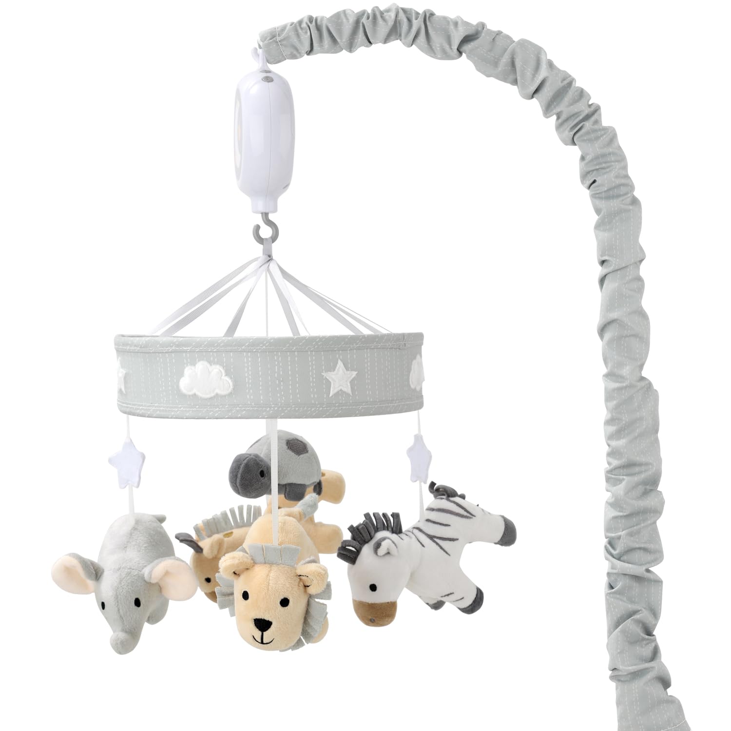 Peanutshell Grey Musical Baby Crib Mobile with Safari Toys