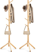 2 PCS Coat Rack Freestanding with 8 Hooks - Adjustable Height for Home