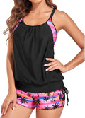 Women's Two Piece Tankini Swimsuit Tummy Control - Blouson Top