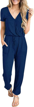 Jumpsuits for Women Dark Blue Short Sleeve Romper - Summer Travel