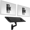 VIVO Sit-Stand Dual Monitor Wall Mount with Pneumatic Arm Tray