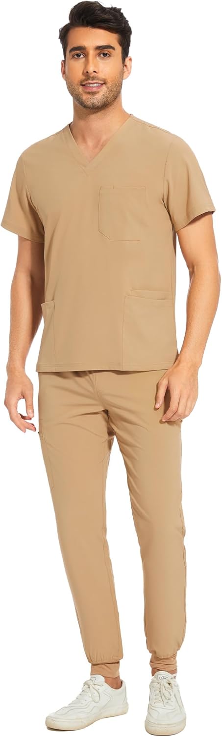 COZYFIT Men Scrubs Set with 8 Pockets for Ultimate Comfort