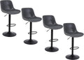 Bar Stools Set of 4 Black PU Leather Swivel Counter Height