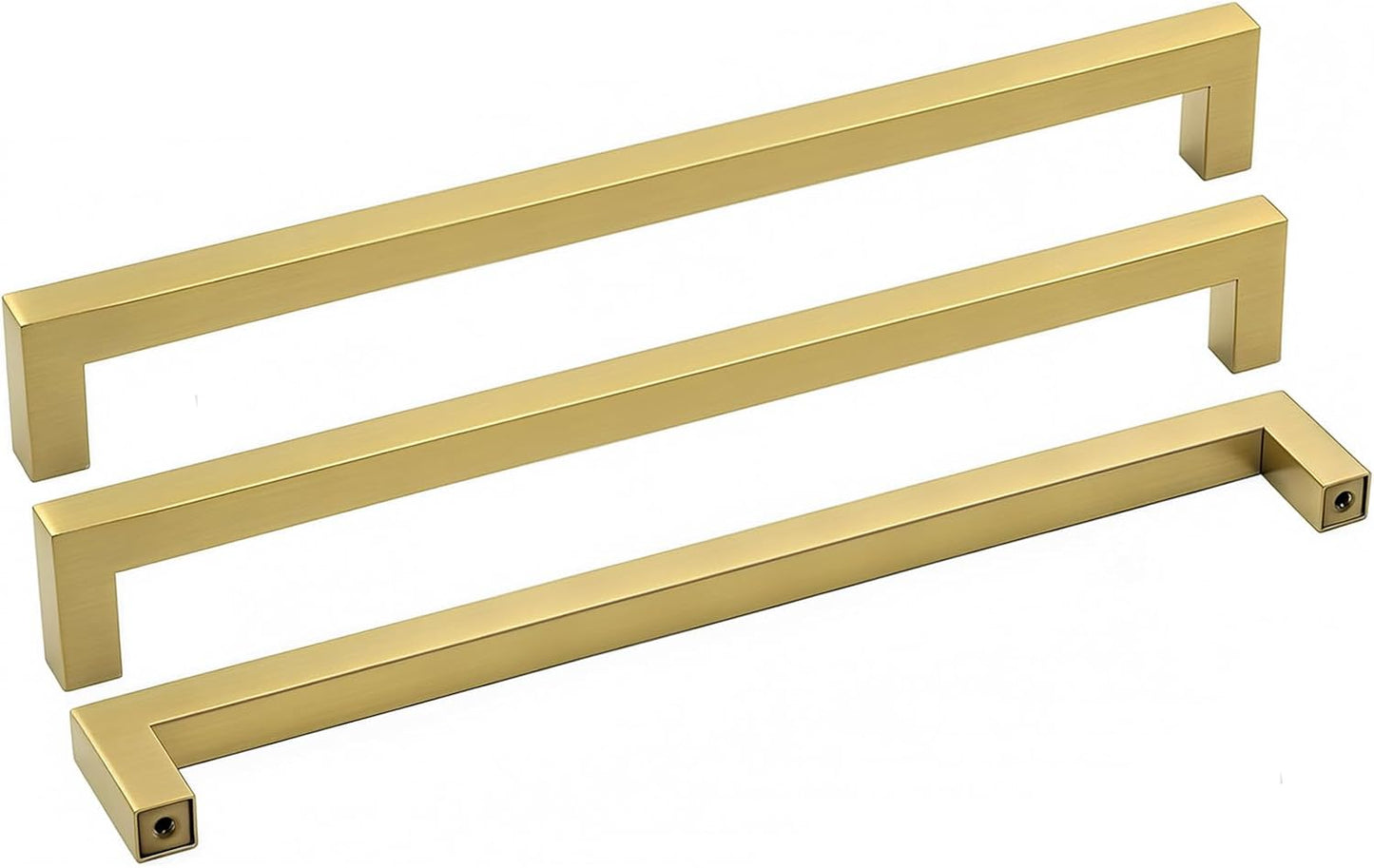 Modern Square Bar Pulls for Cabinets - 15 Pack Gold Hardware