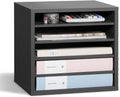 Literature Organizer 5-Compartment Wooden Mailbox - Tidy Desk Storage