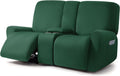 ULTICOR Squared Jacquard Reclining Loveseat Slipcover - Retro Green