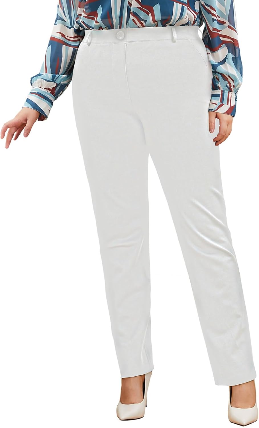 Plus Size Women's Straight-Leg Dress Pants for Office Wear