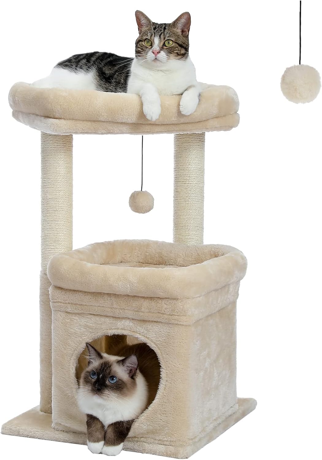 PEQULTI Cat Tree Tower with Cozy Condo and Scratching Posts