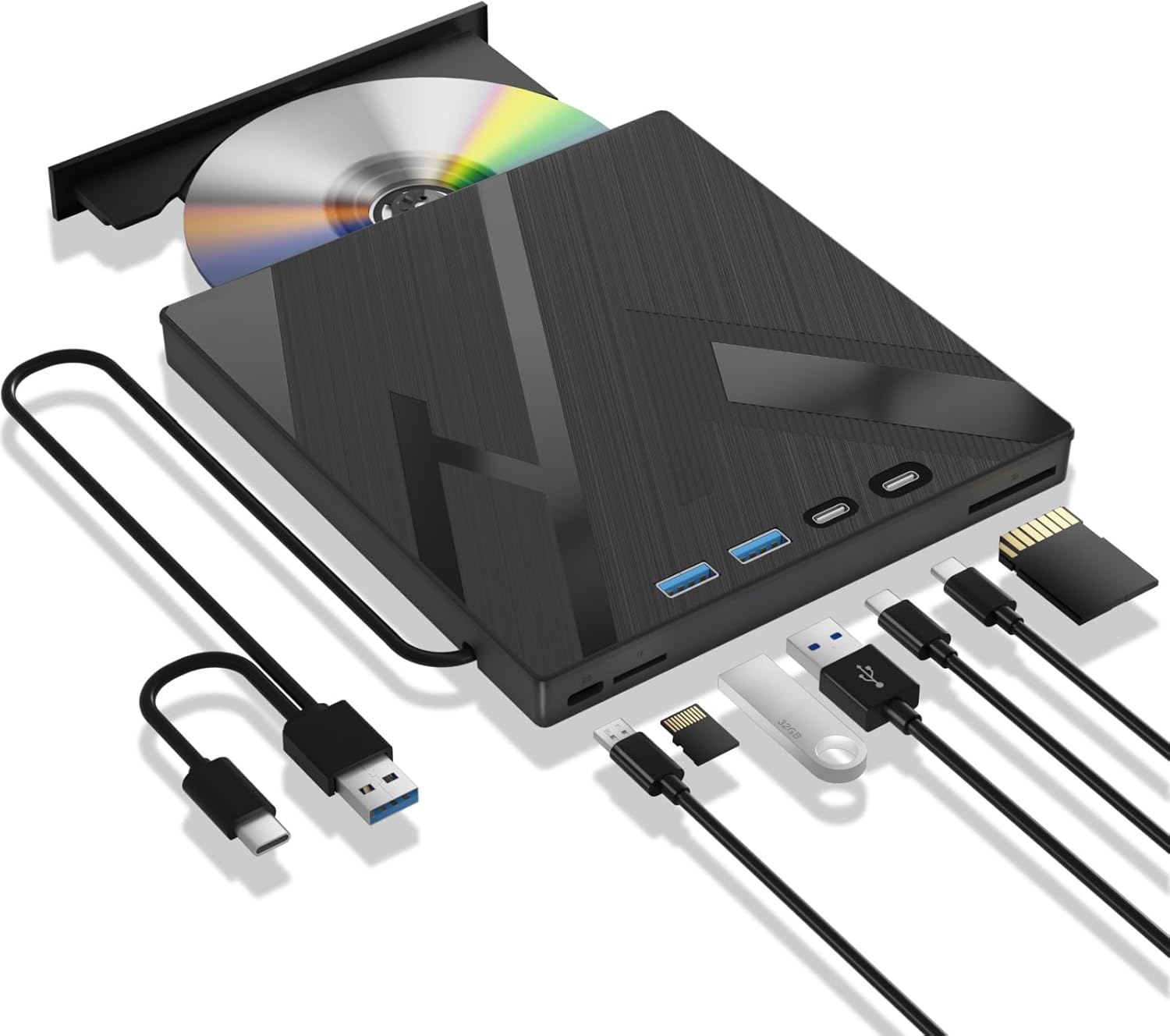 High-Speed 7-in-1 Blu Ray External Drive