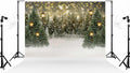 Bokeh Snow Christmas Tree Photo Backdrop 10ft x 6.5ft - Winter Studio