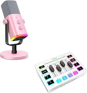 FIFINE XLR USB Microphone with RGB Lighting for Gamers