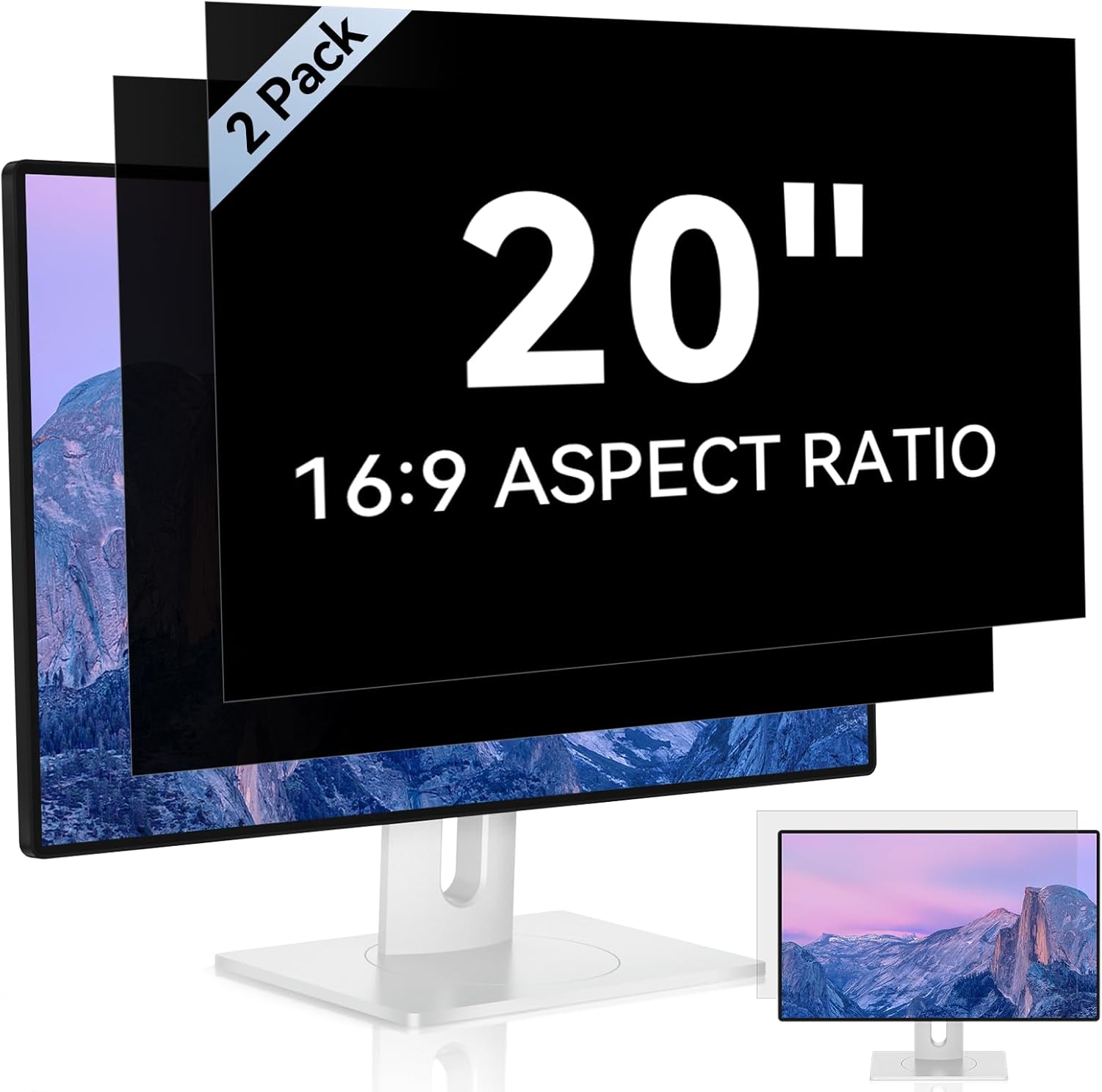 20 Inch Computer Privacy Screen for Widescreen Monitors - 2 Pack