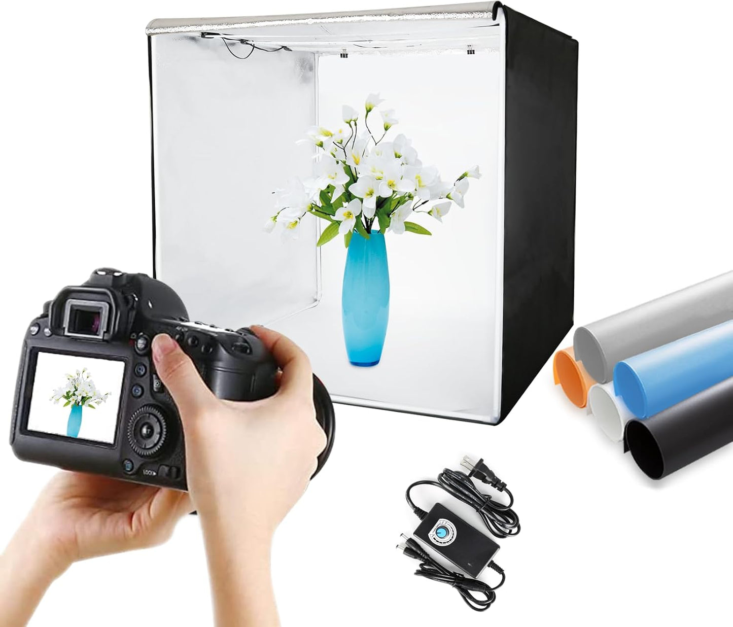 Light Box Photography 16in Dimmable Studio Kit with 5 Backdrops