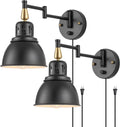 Plug in Wall Sconces Dimmable Retractable Swing Arm Wall Lamp - 2 Pack