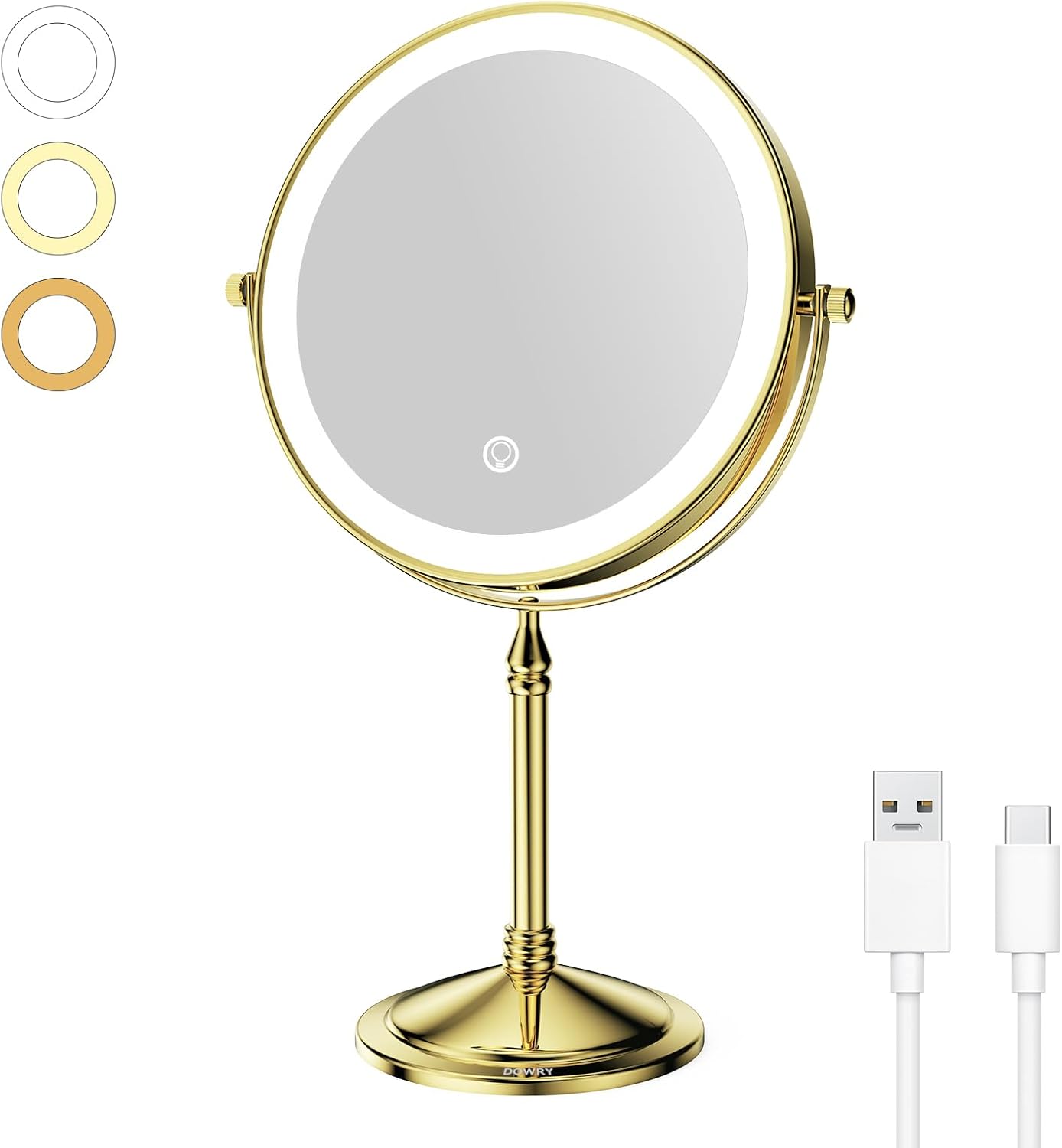 DOWRY Rechargeable Lighted Makeup Mirror with 10x Magnification