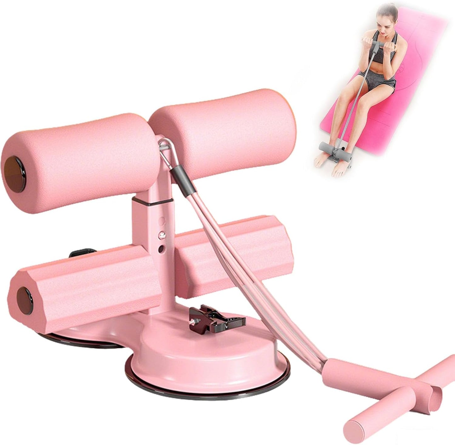 Portable Ab Trainer with 3 Heights, Suction Cup & Resistance Band