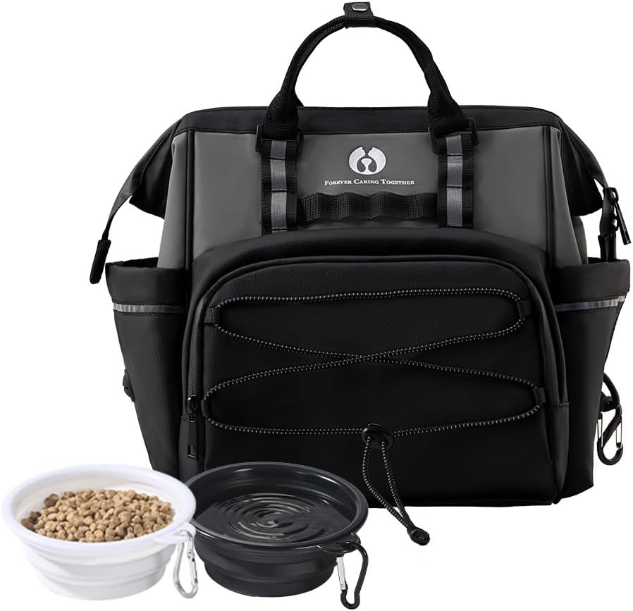 Dog Travel Bag with Collapsible Bowls for Easy Pet Travel