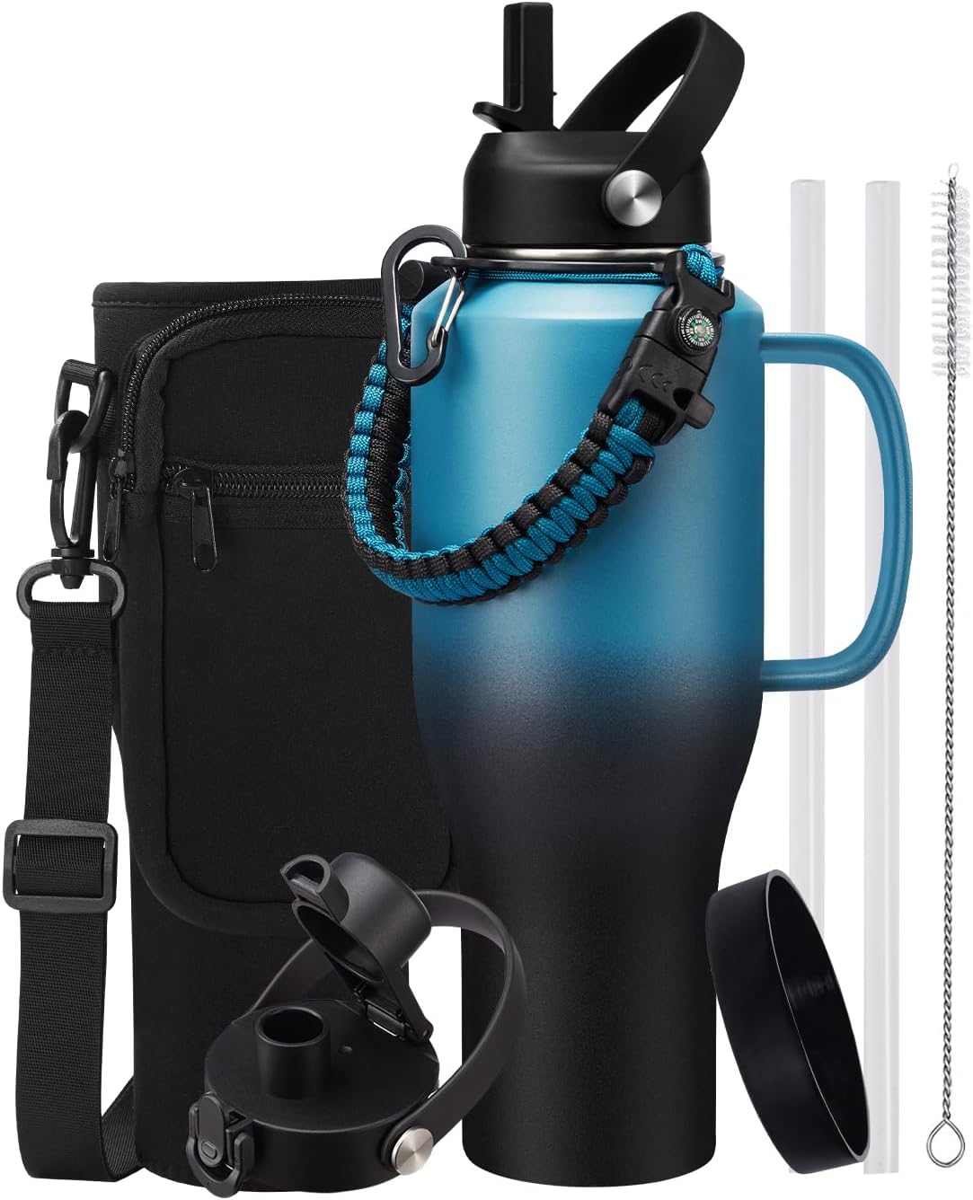 40 oz Insulated Water Bottle with Handle for Travel and Gym