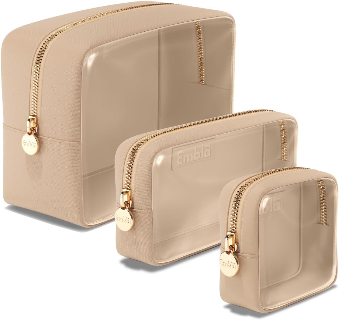 Clear Cosmetic Bags Set of 3 for Travel Organization and Style
