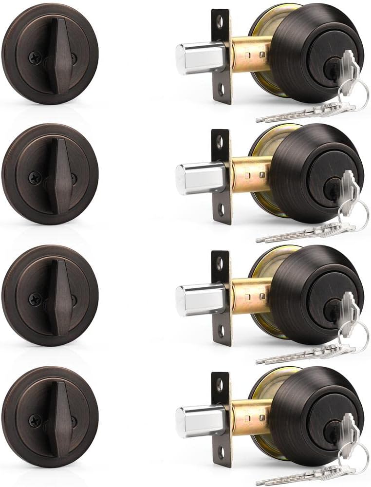 Probrico Keyed Alike Deadbolts in Oil Rubbed Bronze - 4 Pack