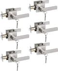 Brushed Nickel Keyed Entry Lever Lock - Heavy Duty Satin Finish