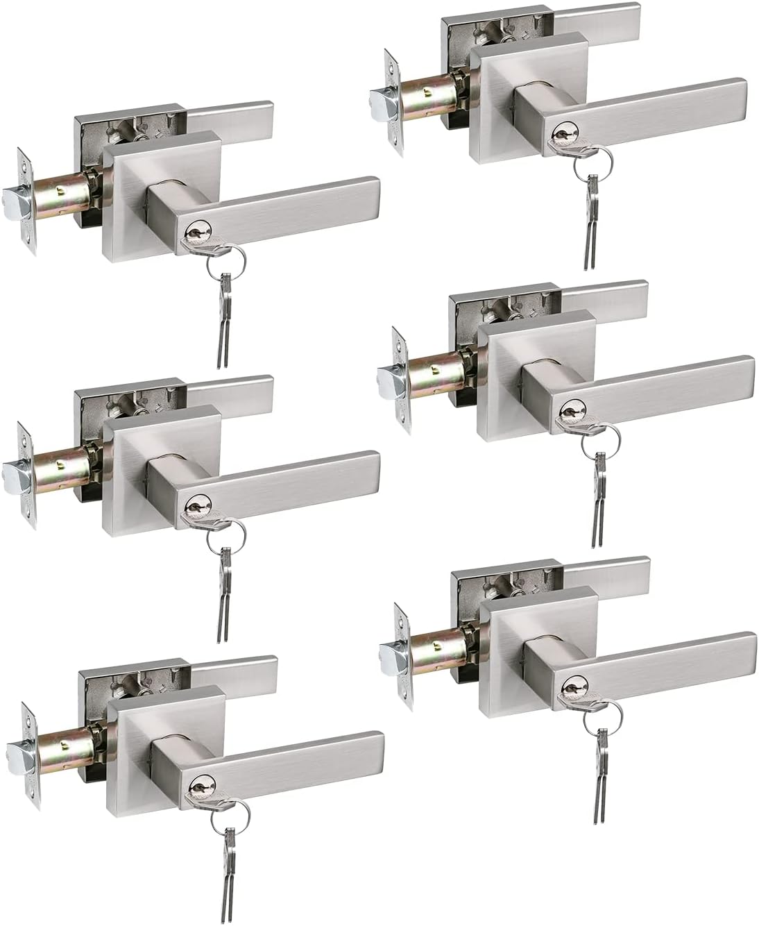 Keyed Entry Lever Lock for Exterior Doors - Heavy Duty Satin Finish