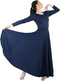 Womens Praise Long Sleeve Dance Dress - Full Length Loose Skirt
