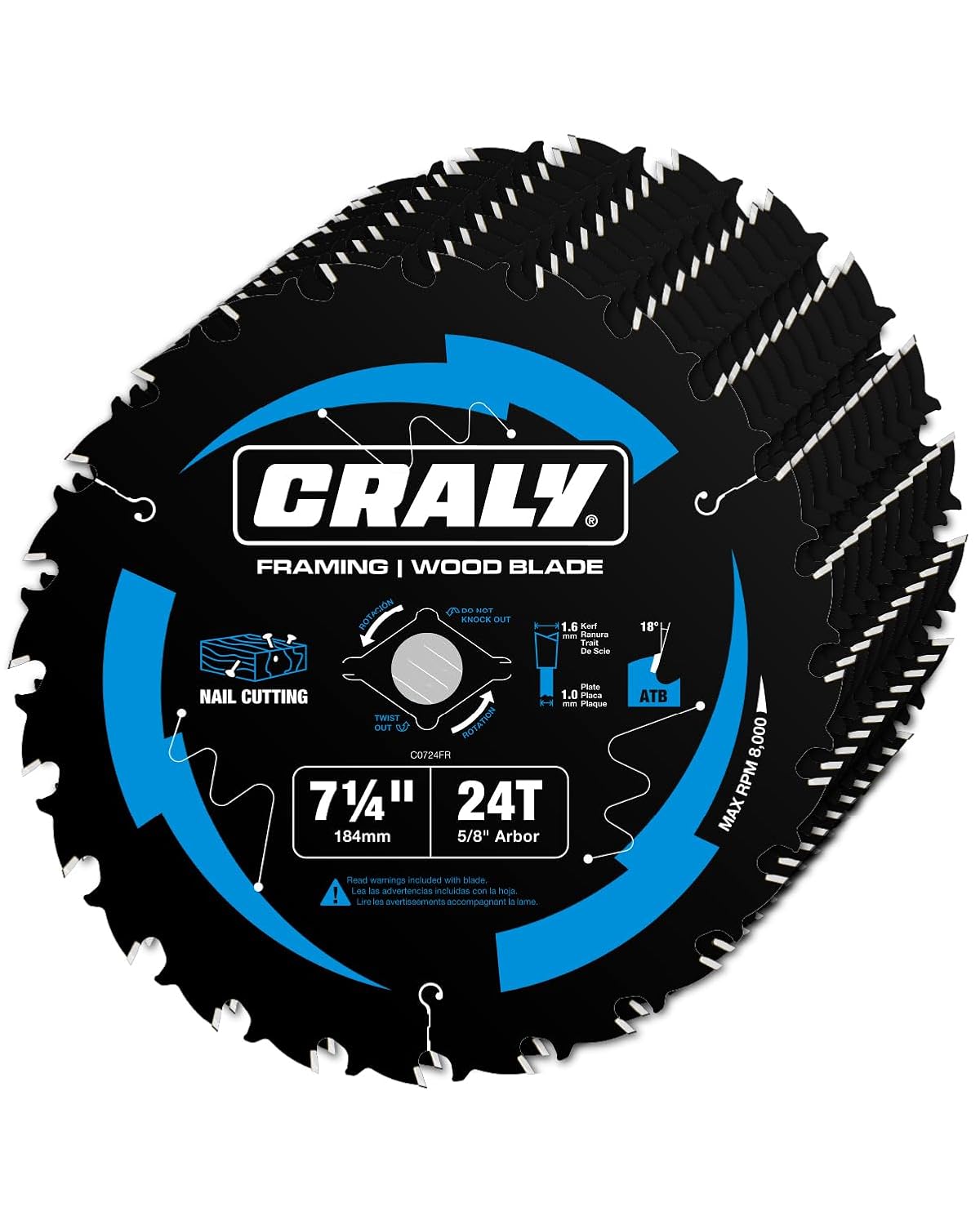 CRALY 7-1/4 Inch Circular Saw Blade for Wood Cutting Tasks