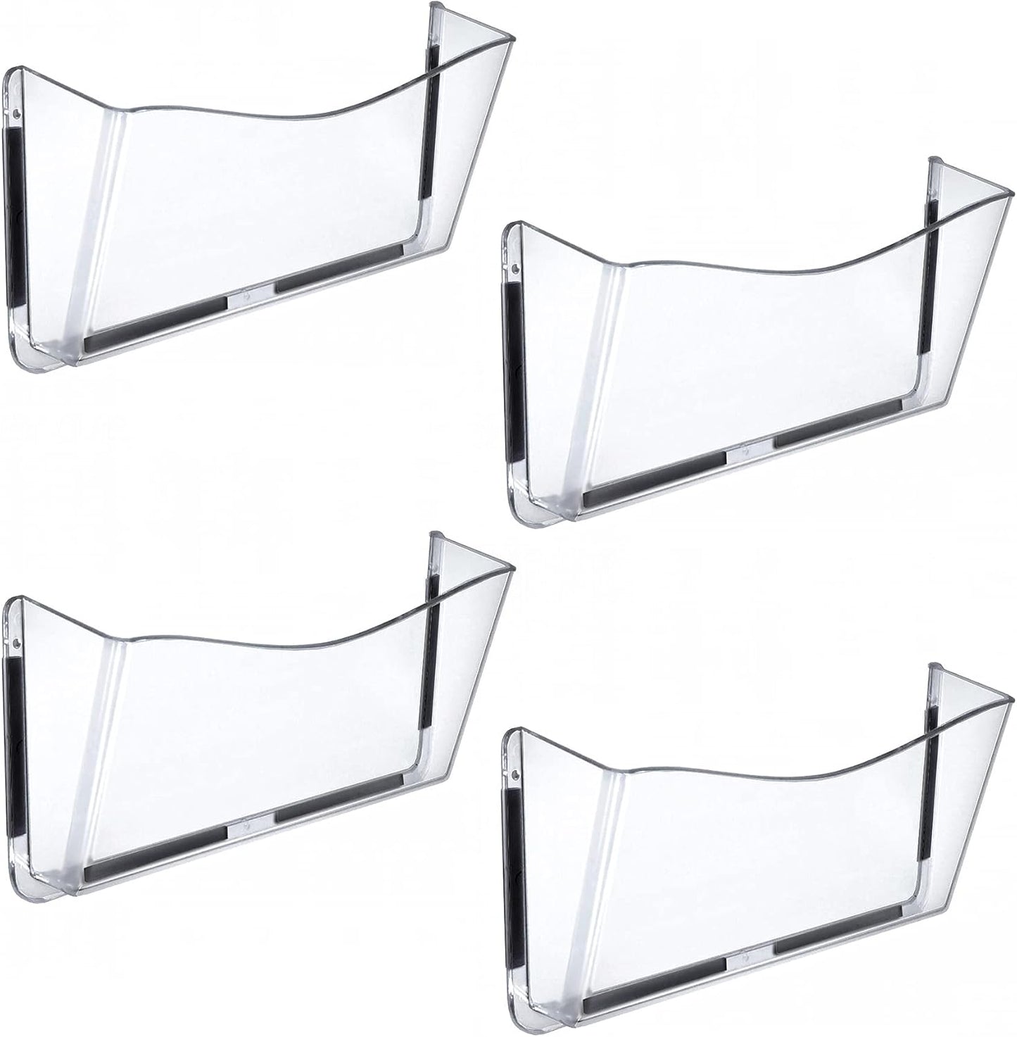 Clear Plastic Wall Mount File Holder with Magnets for Organization