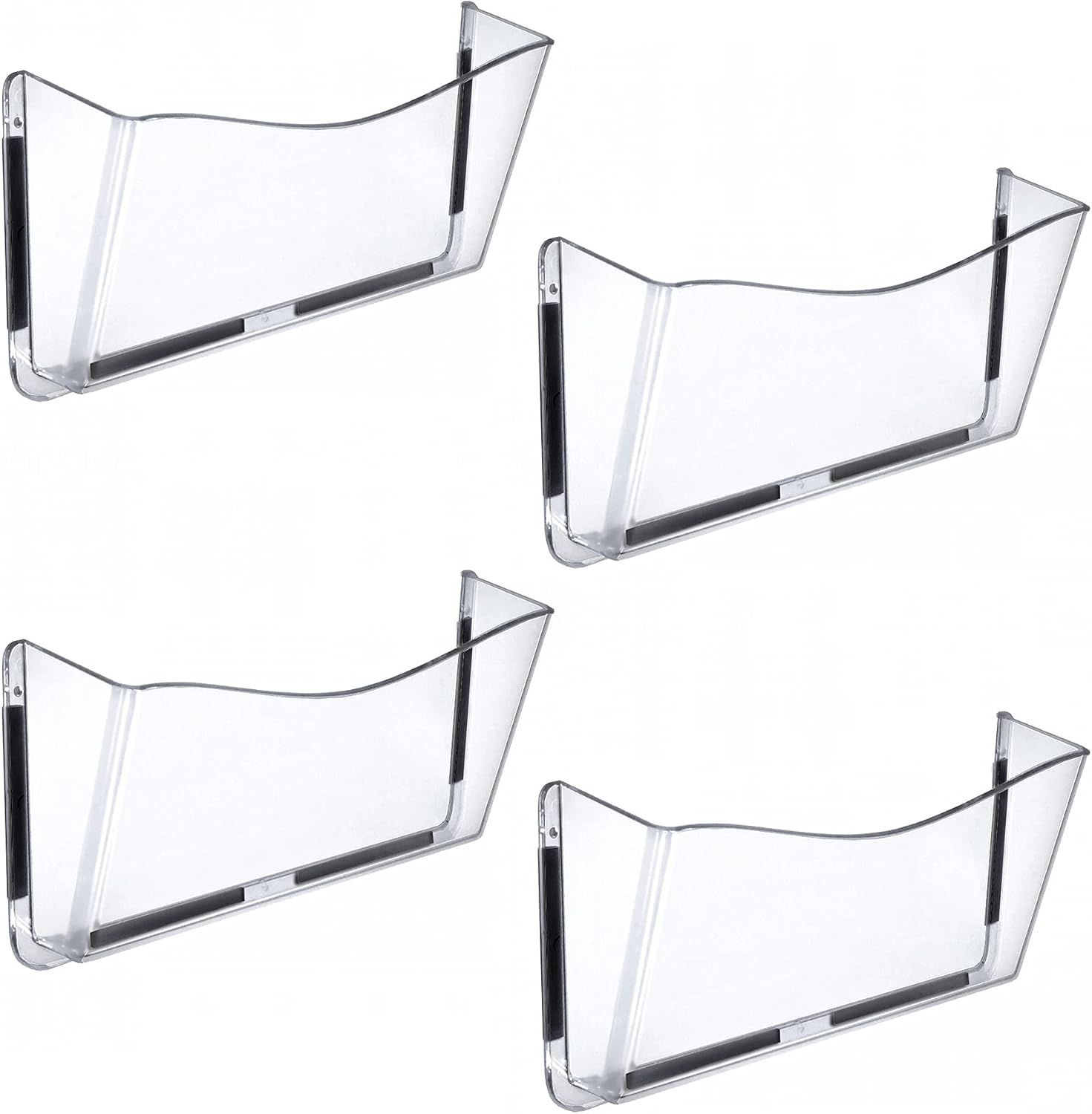 Clear Plastic Wall Mount File Holder with Magnets for Organization