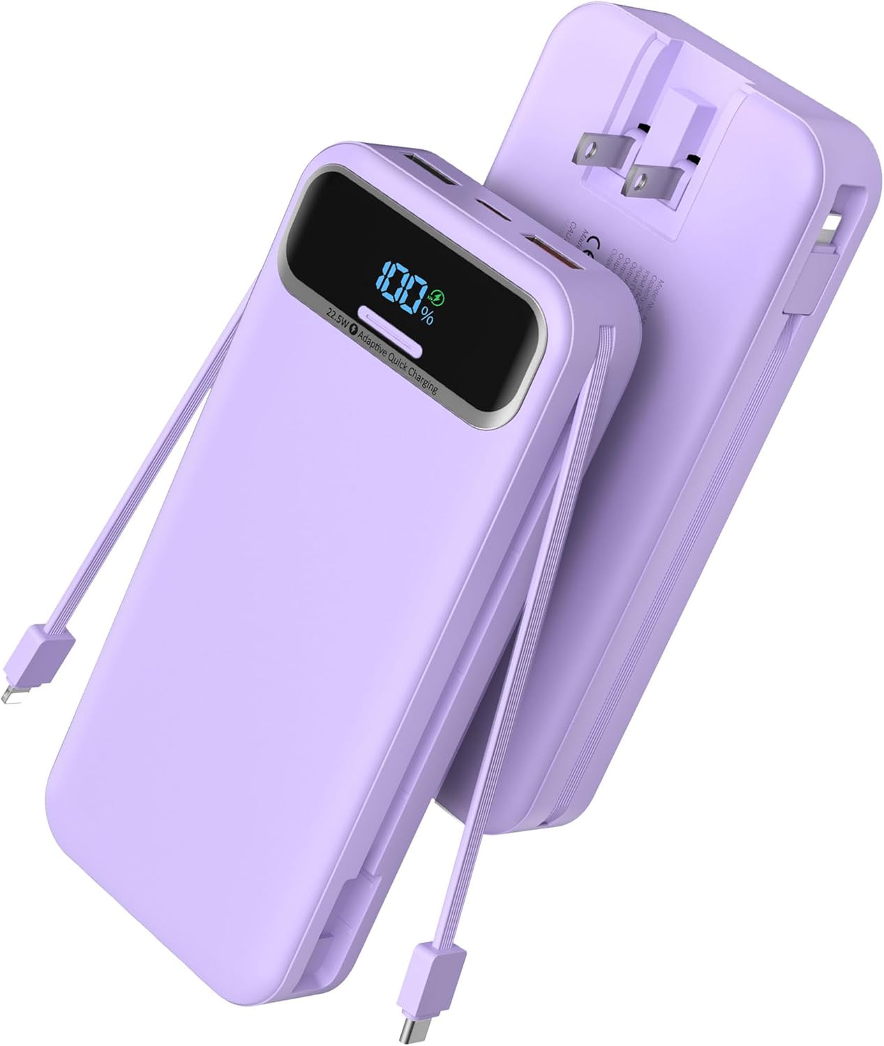 Portable Charger 20000mAh with Built in Cables and Wall Plug